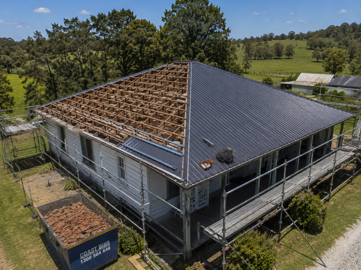 Colorbond roof replacement in progress